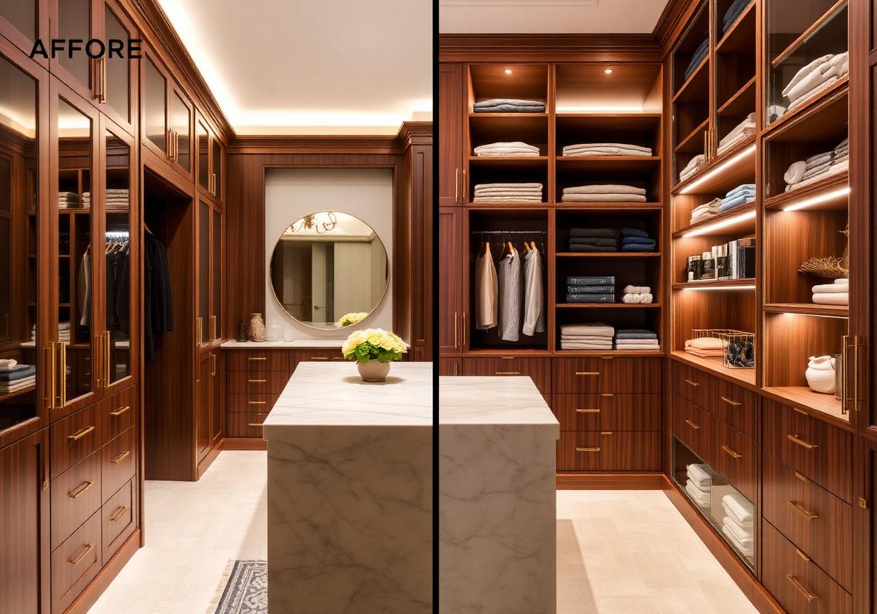 Cluttered closet to walk-in dressing room after